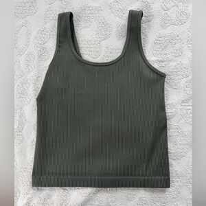a new day Dark Green Ribbed Tank Top